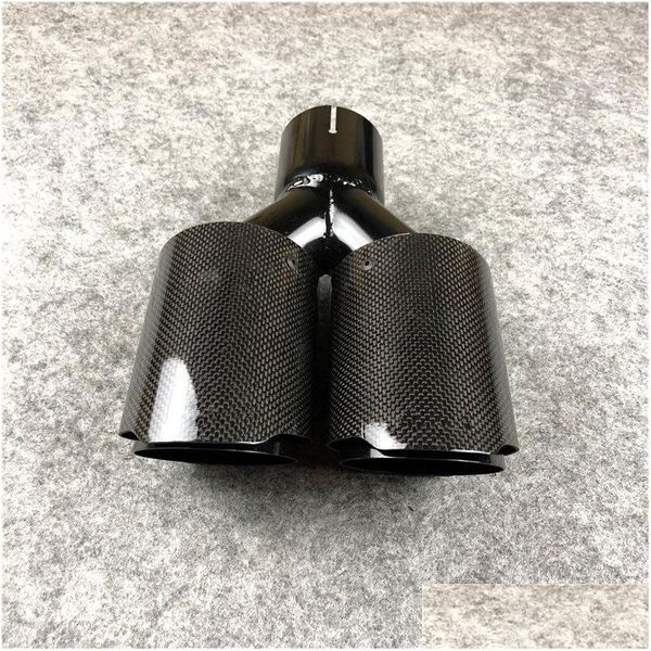 Silenciador 1 PCS FL Fibra de carbono Agregar tubos de escape de acero inoxidable negro brillante Akrapovic Coche Puntas dobles Entrega de entrega Móviles Motorcycl Dh31X