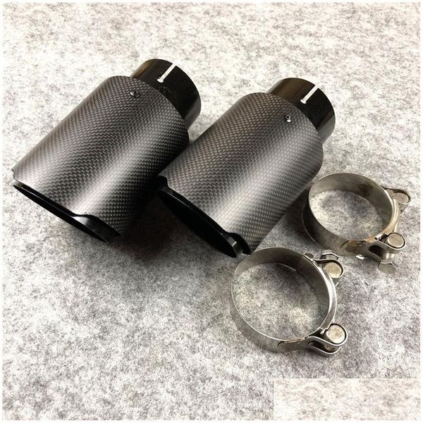 Silencieux One Piece Fl Fibre de carbone mat pour Akrapovic Conseils d'échappement de voiture ER Style Drop Livraison Mobiles Système de pièces de motos Dhjso