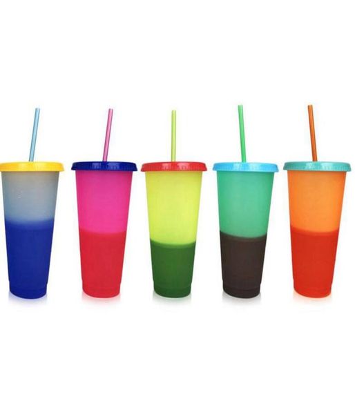 Tasse en plastique d'eau à changement de température de température couleur plastique à changement de froid couleurs eau avec tasse ljjk21881 bouteilles paises colorées 4837688