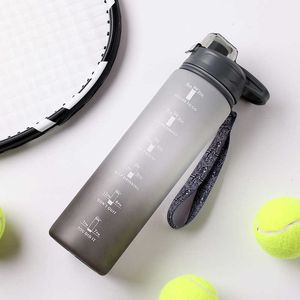 Tasses Bouteille d'eau en plastique de 1 litre avec marqueur de temps bouteille de motivation bouteille de boisson étanche de grande capacité bouteilles d'eau de Sport de gymnastique Z0420