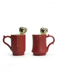 Tasses 1 paire belle porcelaine céramique thé tasse à café pour ménage maison bureau accessoire saint valentin cadeaux d'anniversaire