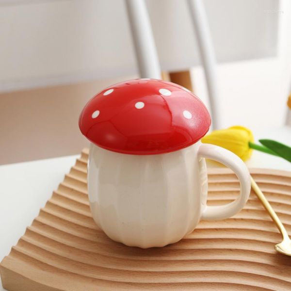 Tasses 1 pièces mignon Marioed champignon tasse avec couvercle céramique tasse à café créatif peint à la main Drinkware lait thé Tiktok nouveauté cadeaux