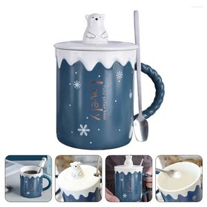 Mokken 1 Set Polar Bear keramische mug koffie beker water met lepel deksel