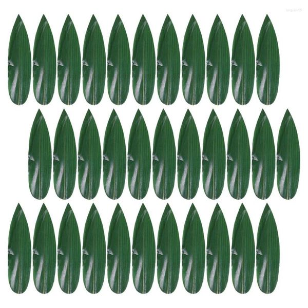 Tasses 100 pcs décoraciones para pasteles sushis bambou feuilles assiettes de plaque de feuille de feuille de feuille décorative faux japonais