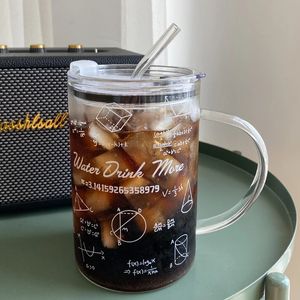Tasses 1000 ml tasses en verre avec couvercle et paille Drinkware mignon café grands verres pour boissons eau thé coréen lait jus bière tasse 231130
