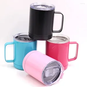 Tasses 100pcs 10 oz gobelet de mode avec couvercle et manipuler le café à vide en acier inoxydable