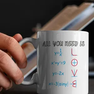 Mokken 11oz Alles wat je nodig hebt is liefde Koffie mok keramisch materiaal thee Cup White Math Teacher Cadeau voor restaurantcafés