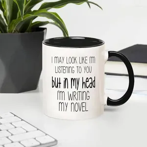 Mokken 11oz Ceramic Coffee Mugs-in My Head Ik schrijf Novel Writer Book Auteur Literaire Motiverende inspirerende verjaardagscadeaus