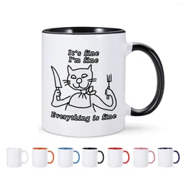 Tasses Tasse à café en céramique de chat drôle de 11 oz, c'est bien, je suis tout est tasse de thé au lait pour un ami collègue, cadeau sarcastique