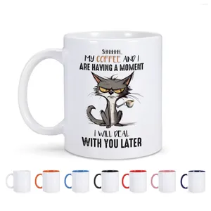 Tasses Tasse à café en céramique de chat drôle de 11 oz, mon et moi avons un moment, je traiterai avec vous plus tard, thé au lait, cadeau multicolore