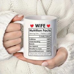 Mokken 11oz "Wife Nutrition Facts" koffie jubileumgeschenken voor haar vrouw verjaardag grappige mok