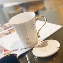 Tasses 12 Constellations Top Dessin Decal Or Bone Chine Porcelaine Coffee Creative Spoon Zodiac Ceramic Cup
