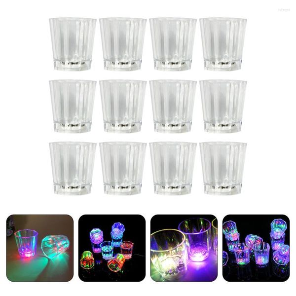 Tasses 12 pièces tasse octogonale lumineuse jouets d'intérieur verres à boire légers ensemble Ss fête métal enfant