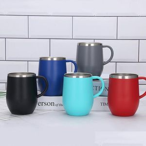 Tasses 12Oz Double paroi en acier inoxydable tasses boire de la bière Thermos tasse vide café thé tasse avec poignée livraison directe maison jardin Kit Dhbv6