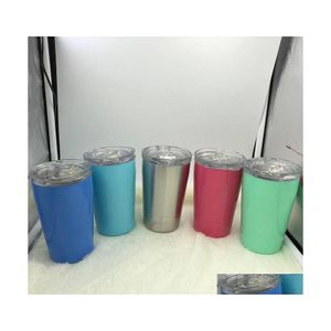 Tazas 12Oz Mini Tumbler Copas de vino de doble pared de acero inoxidable Taza de viaje al por mayor Tazas para niños con St y tapa Drop Delivery Home Ga Dhcqy