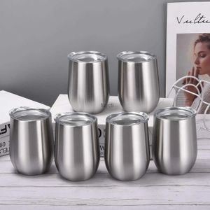 Tasses Gobelet à vin en acier inoxydable de 12 oz avec couvercle, tasse à café sans tige isolée sous vide à Double paroi pour boissons chaudes et froides YQ240109