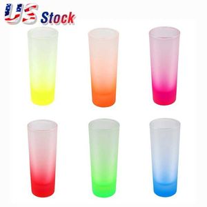 Tasses 144pcs Sublimation Tug 3oz (90 ml) Mugs en verre colorées Verre de tir givrée avec gradient Colorful Bottom Gimblers Cup Wholesale 240410