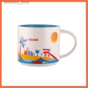 Tasses 14 oz Capacité en céramique Mu Cities American Best Coffee Mu tasse avec Oriinal Box Miami City L49