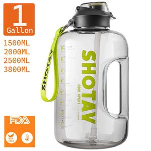 Mokken 15 2 liter BPA gratis sportfles ketel 1 gallon grote capaciteit Tritan Water fles met stro drink Waterbottle gym flessen cup Z0420