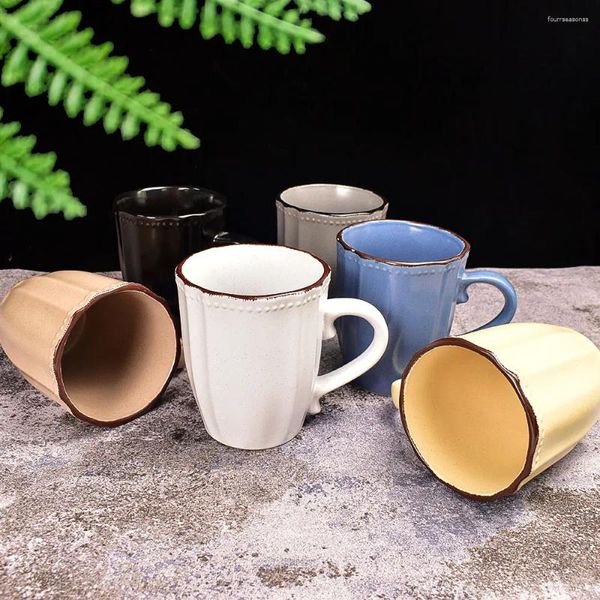 Tazas de 15 oz de café Taza de té set para amantes de las tazas para lavavajillas de microondas segura esmalte rústico de diseño moderno de diseño moderno