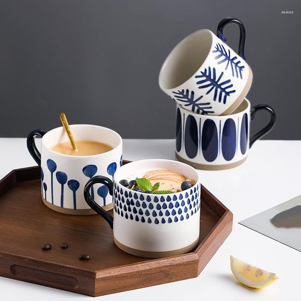 Tasses 15oz tasse à café peinte à la main en céramique 450ml grande tasse de lait de petit déjeuner latte kawaii porcelaine thé cadeau créatif