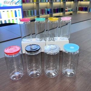 Tasses 16oz acrylique Libbey peut tasses gobelets en plastique transparent avec couvercle en PP coloré paille cola boissons alimentaires bocaux mason peuvent pour vinly étudiant tasses réutilisables L240312