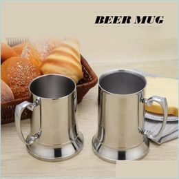 Mokken 16 oz dubbele muur roestvrijstalen tankard bier mok cocktail ontbijt thee melk mokken met handgrip koffie beker bar gereedschap drinkware dhen5