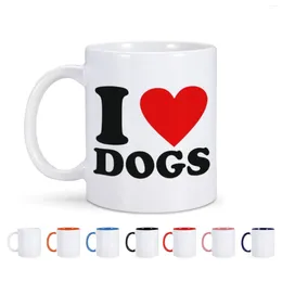 Mokken 1pc 11oz Grappige Keramische Mok Koffie I Love Honden Cup Cadeau Voor Hondenbezitters Puppy Vader moeder Liefhebbers Melk Thee Water Drinkware