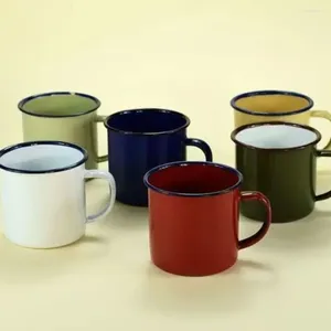 Tasses 1PC 250mlcoloré rétro tasses émaillée couleur unie théière Vintage tasse à café en plein air Camping vaisselle