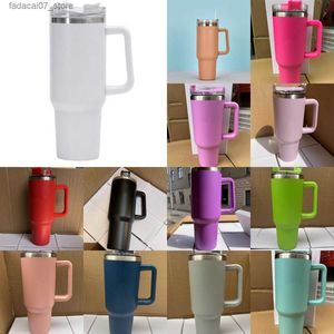 Mokken 1 pc 40oz mok tuimelaar met handvat geïsoleerde tuimelaars deksels stro roestvrijstalen koffie termoS cup met SS0202Q240419