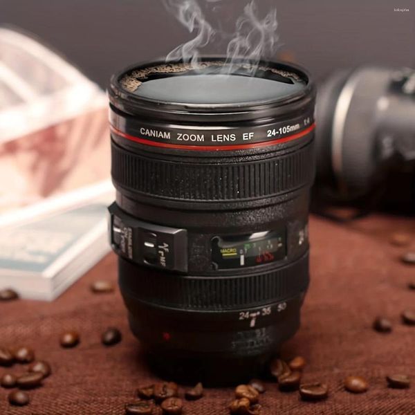 Tasses 1pc Camera Lens Café Masse Fun Pographie en acier inoxydable S pour pographes Home fournit des amis