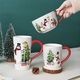 Tasses 1pc bonhomme de neige de noël tasse à café en céramique vaisselle en relief ménage eau vacances idées cadeaux 231122