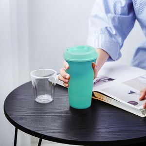 Tasses 1 PC couleur changeante brève mode tasse à café tasses à eau froide gobelet en plastique PP avec couvercle 473 ml