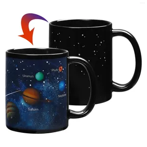 Tasses 1pc système solaire tasse réactive à la chaleur tasse à changement de couleur tasse à café en céramique (330ml)