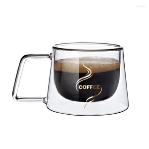 Tasses 1pc Top qualité tasse à café en verre borosilicate tasse soufflée à la main résistant à la chaleur double vitrage 200ml