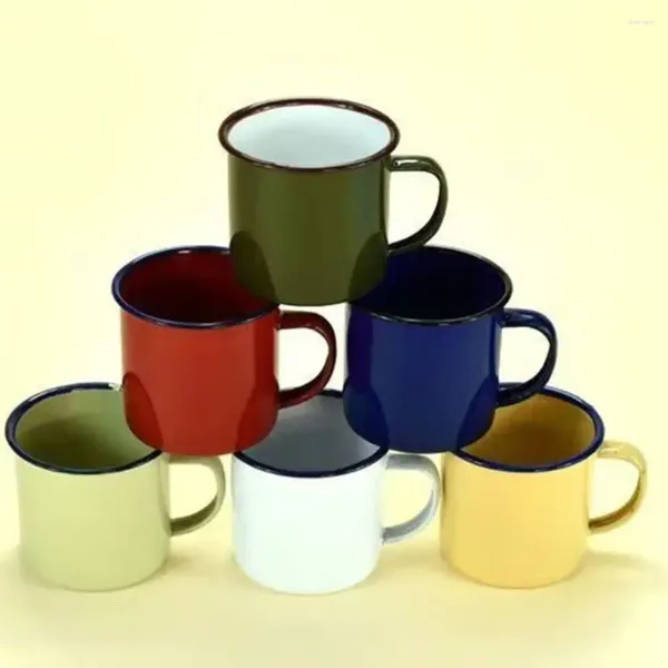 Tasses 1pcs 250 ml tasses rétro colorées tasses émaillées couleurs de thé à thé à tasse de café vintage tasse de camping en plein air