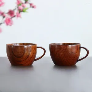 Tasses 1 pièces 300ml bois naturel à la main tasse à boire café bière Drinkware TeaTravel thé bouteille d'eau maison tasses en bois cadeaux