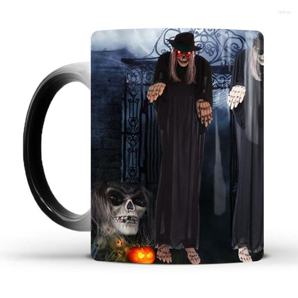 Tazas 1 Uds 301-400ml taza mágica café Halloween cambio de Color taza de cerámica té de la leche regalo para tus hijos amigos niños