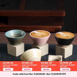 Mokken 1 stks 90 ml Creatieve Retro Keramische Mok Koffie Ruw Aardewerk Theekop Japanse Latte Pull Bloem Porselein 231116
