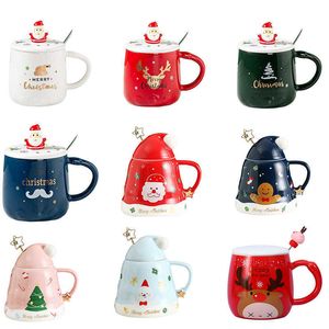 Mokken 1 stks kerst schattige cartoon keramische koffie thee drinks dessert ontbijt melksap sap nieuwjaar feest drinkware cadeaus y2210