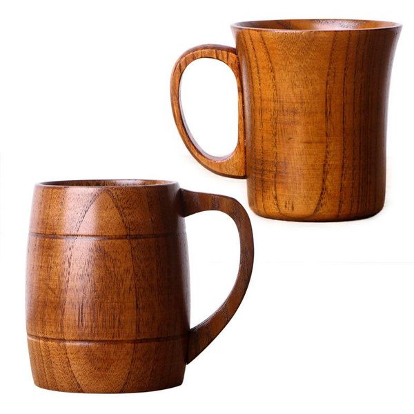 Tazas 1 Uds. Taza de madera Retro creativa, tazas de té Espresso, taza de leche de jugo de cerveza de café de madera Natural hecha a mano