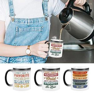 Tasses 1pcs chaleur révéler une tasse en céramique 350 ml fille et fils tasses de couleur qui changent le gendre de thé universel pour cadeau de fête