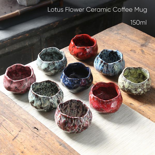 Tazas 1 PPCS Flower Ceramic Taza de café Camping Creative Pottery Cup de porcelana Hogar Cups Cuales Resas Al por mayor 230815