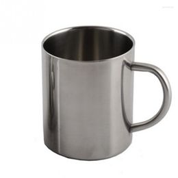 Tazas 1 unids Taza de taza de acero inoxidable portátil Taza de viaje de doble pared de plata Té de café 220 ml 300 ml 400 ml