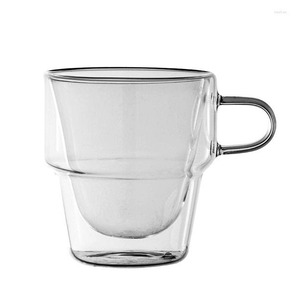 Tasses 1 pièces Simple Double couche verre tasse à café ménage pratique stockage lait tasse empilable deux pièces