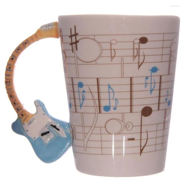 Tazas 1 pieza Música Guitarrista Taza de café Cearmic Mango de guitarra acústica con notas Músicos Taza de té Regalo para monstruos