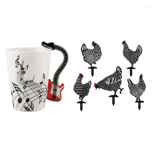 Tasses 1X Style de musique guitare tasse en céramique café thé lait Stave tasses 5 pièces poulet acrylique jardin statue décor poulet-ABUX