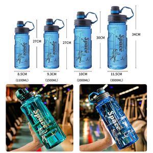 Mokken 2 liter sportwater flessen transparante plastic waterbeker BPA gratis waterfles draagbare buitenreis fietsen drinkwarekruik Z0420