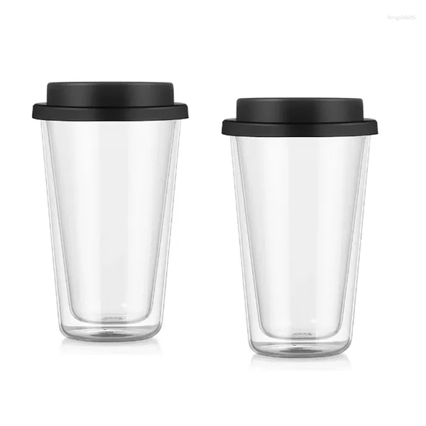 Tasses 2 paquets de tasses à café isolées avec couvercles en silicone 12 OZ / 350ML lavable au lave-vaisselle