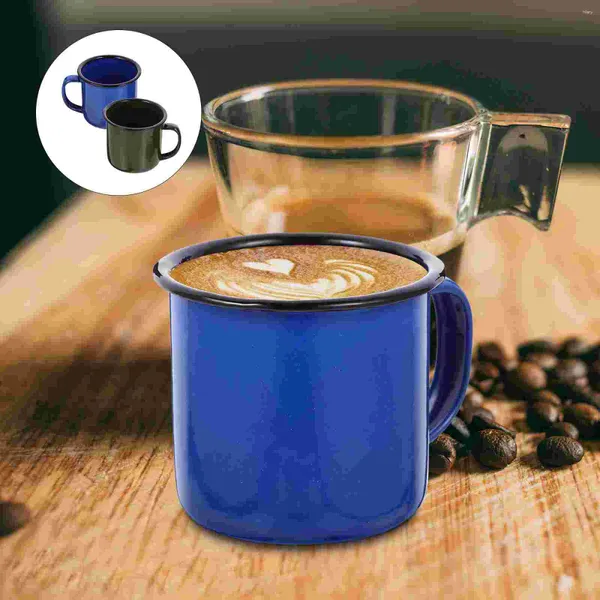 Tasses 2 pcs colorés émail tasse en verre café tasse de tasse de jus d'eau potable tasse de thé voyage créatif